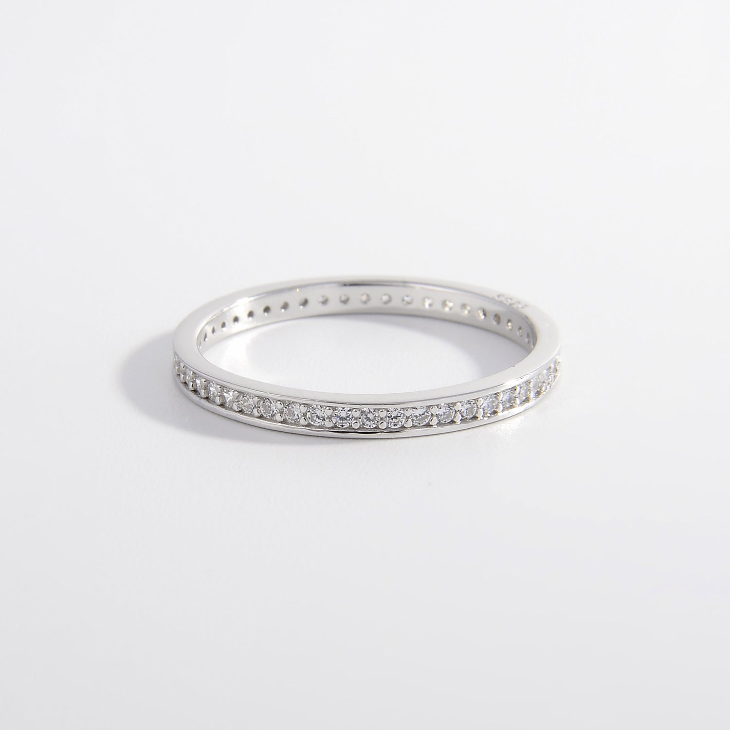 925 Sterling Silver Inlaid Zircon Ring Silver