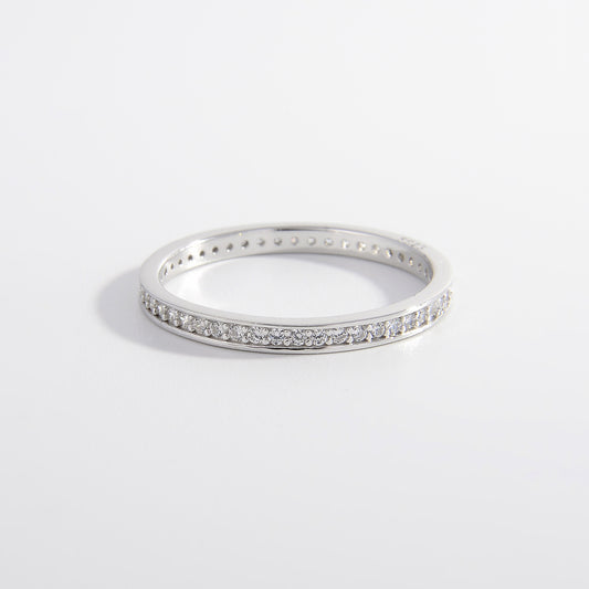 925 Sterling Silver Inlaid Zircon Ring Silver