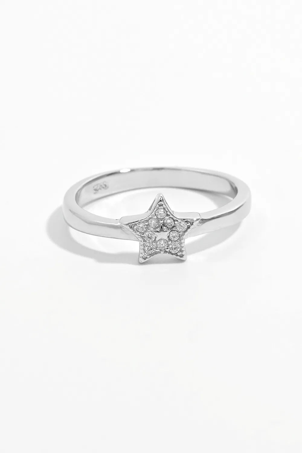 925 Sterling Silver Inland Zircon Star Ring Silver