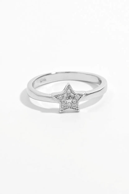 925 Sterling Silver Inland Zircon Star Ring Silver