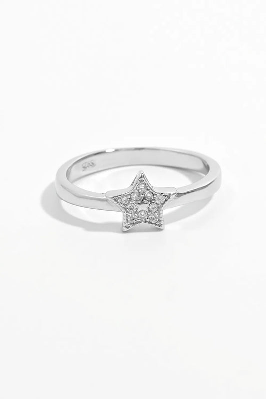 925 Sterling Silver Inland Zircon Star Ring Silver