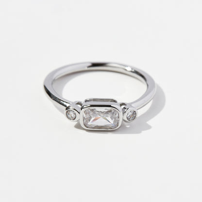 925 Sterling Silver Geometric Zircon Ring Silver