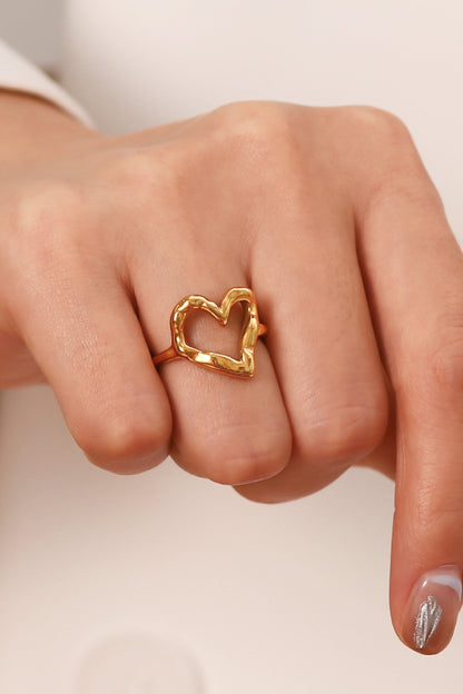 18K Gold Plated Heart-Shaped Ring Gold