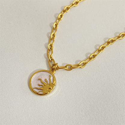 Titanium Steel Sun & Moon Necklace Sun One Size