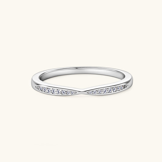 925 Sterling Silver Inlaid Moissanite Ring Silver
