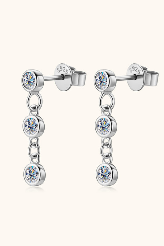 Moissanite 925 Sterling Silver Drop Earrings Silver One Size