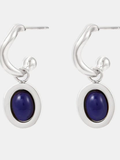 Stainless Steel Oval Drop Earrings Steel Kyanite One Size