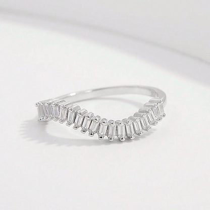 925 Sterling Silver Inlaid Zircon Ring Silver