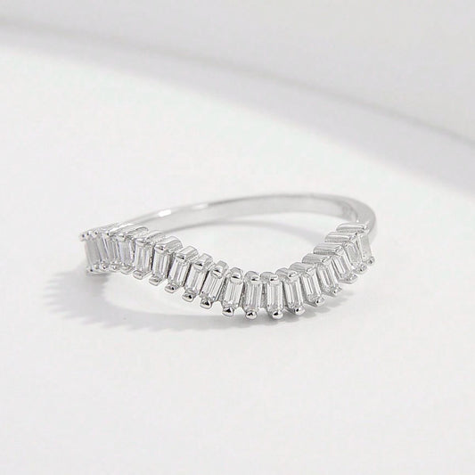 925 Sterling Silver Inlaid Zircon Ring Silver