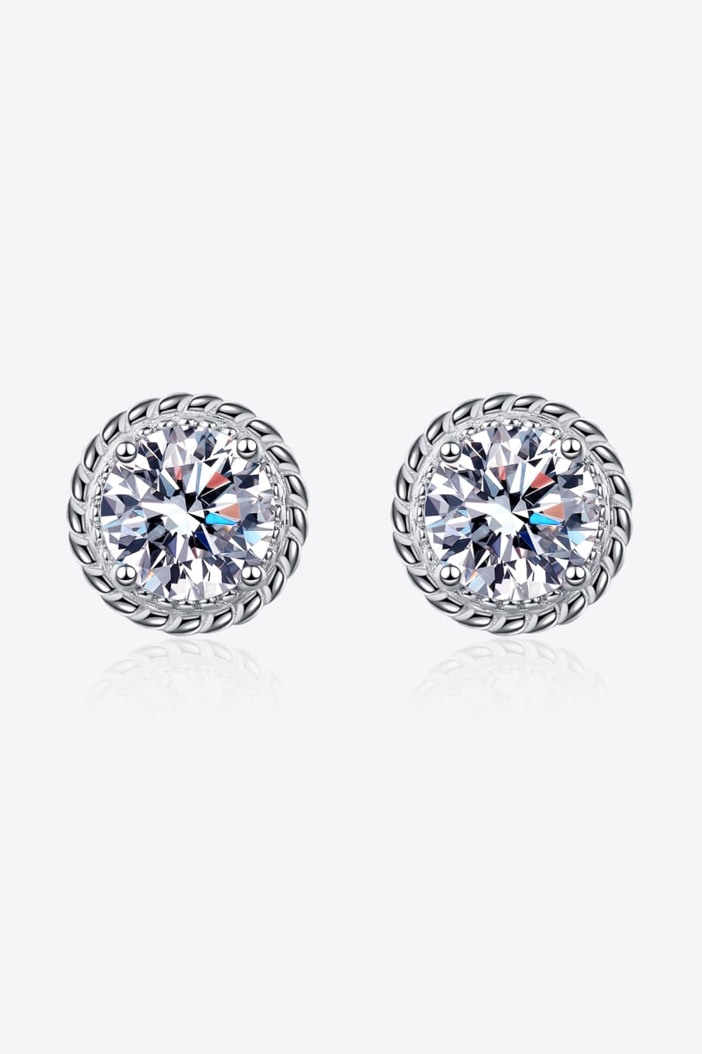 2 Carat Moissanite 925 Sterling Silver Stud Earrings Silver One Size