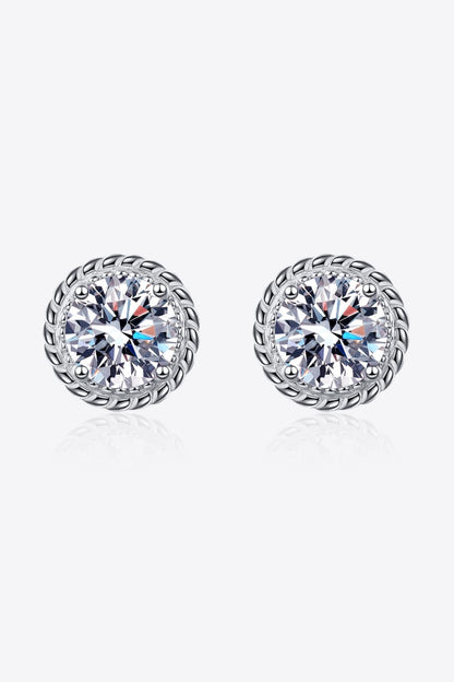 2 Carat Moissanite 925 Sterling Silver Stud Earrings Silver One Size