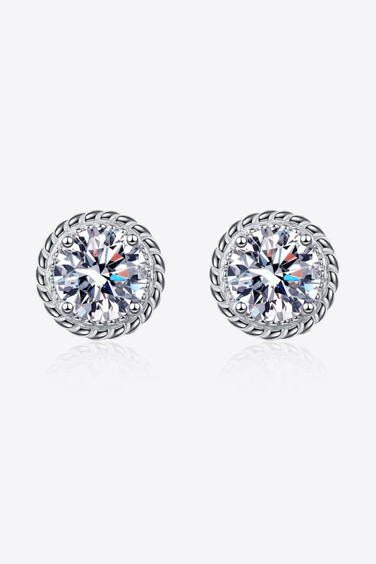 2 Carat Moissanite 925 Sterling Silver Stud Earrings Silver One Size