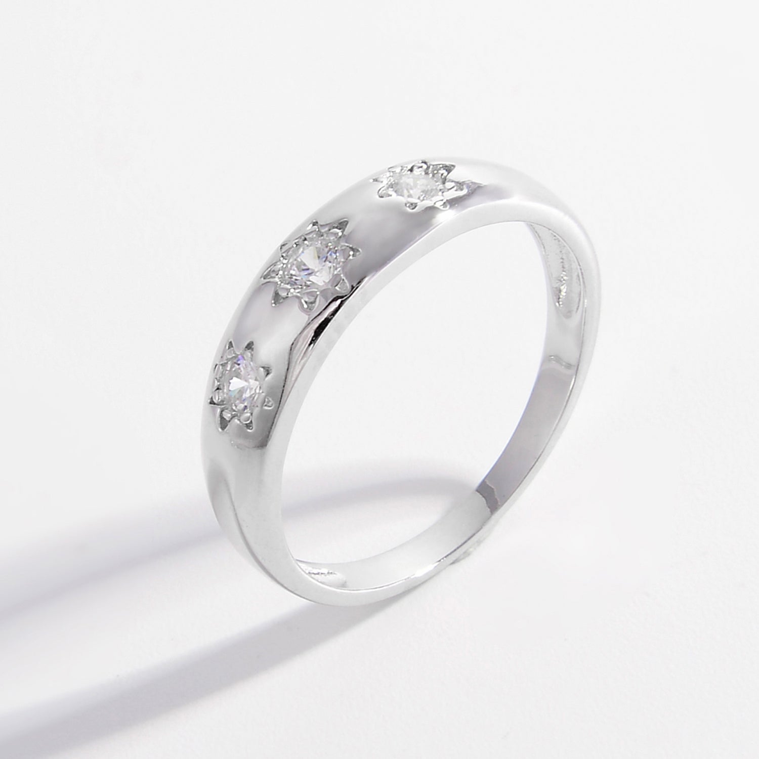 925 Sterling Silver Inlaid Zircon Ring Silver