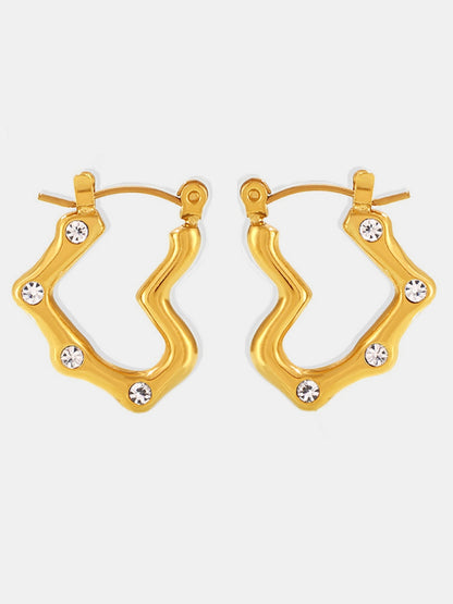 Stainless Steel Heart Earrings Gold White One Size