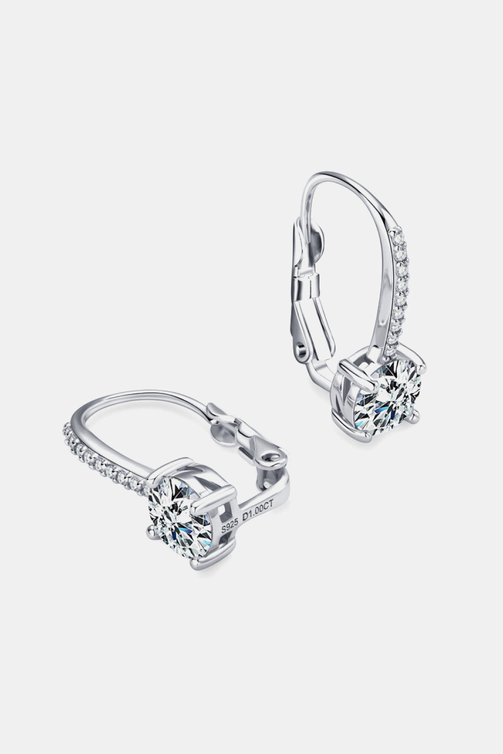 2 Carat Moissanite 925 Sterling Silver Earrings Silver One Size