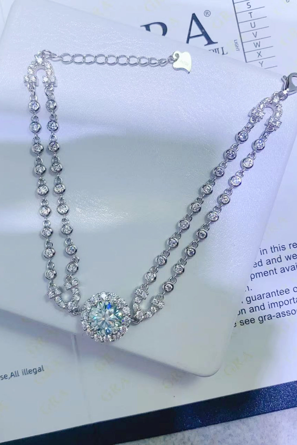 2 Carat Moissanite Double-Layered Bracelet Silver One Size