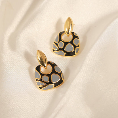 Copper Oil Drip Earrings Black One Size