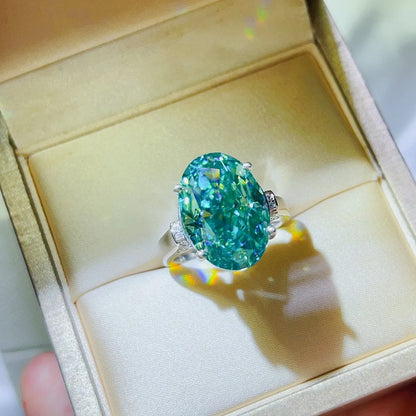5 Carat Moissanite 925 Sterling Silver Ring Turquoise
