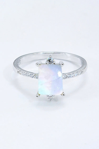 925 Sterling Silver Square Moonstone Ring Moonstone