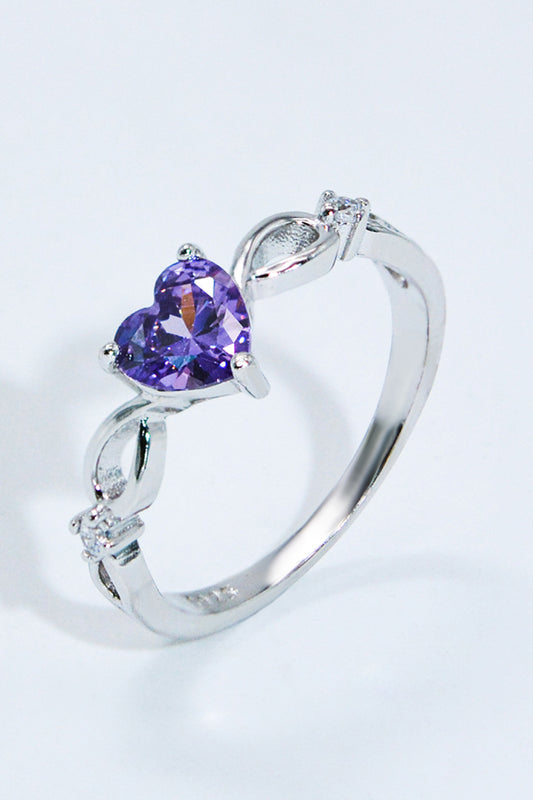 Crystal Heart 925 Sterling Silver Ring Silver