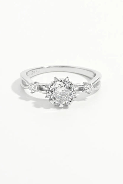 925 Sterling Silver Inlaid Zircon Ring Silver
