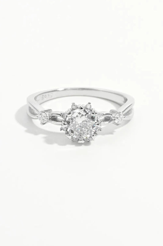 925 Sterling Silver Inlaid Zircon Ring Silver