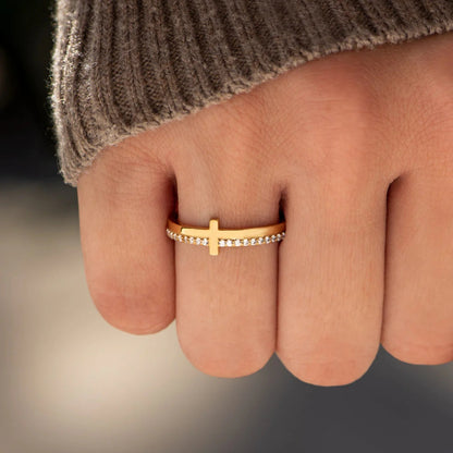 925 Sterling Silver Cross Ring Gold