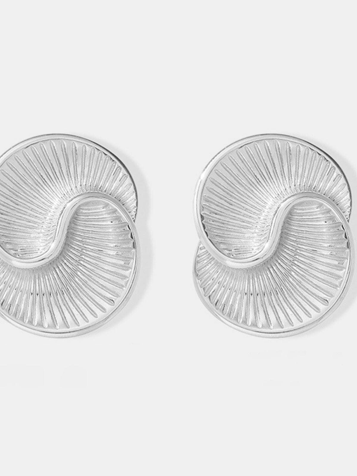 Titanium Steel Spiral Stud Earrings Silver One Size