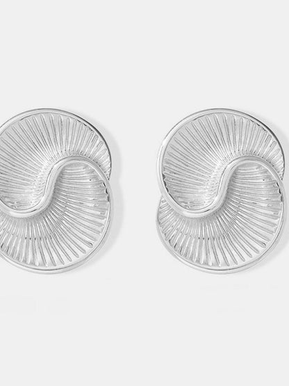 Titanium Steel Spiral Stud Earrings Silver One Size