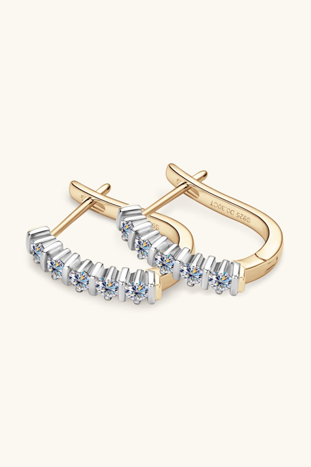 Moissanite 925 Sterling Silver Earrings Silver Gold One Size