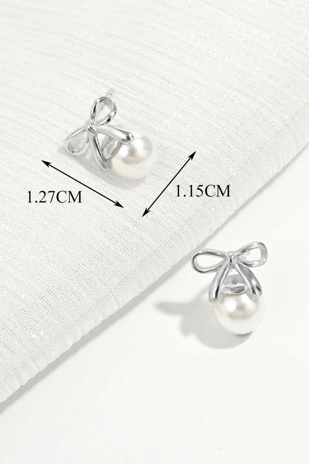 925 Sterling Silver Pearl Bow Earrings
