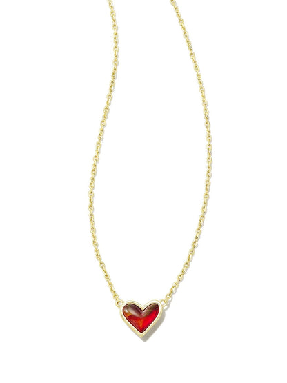 Heart Pendant Necklace Deep Red One Size