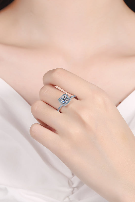 Square Moissanite Ring Silver