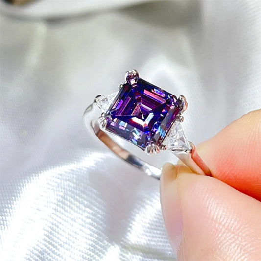 2 Carat Moissanite 925 Sterling Silver Ring Violet