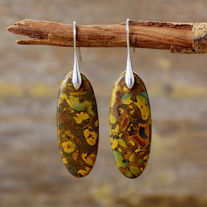 Natural Stone Copper Dangle Earrings Silver One Size