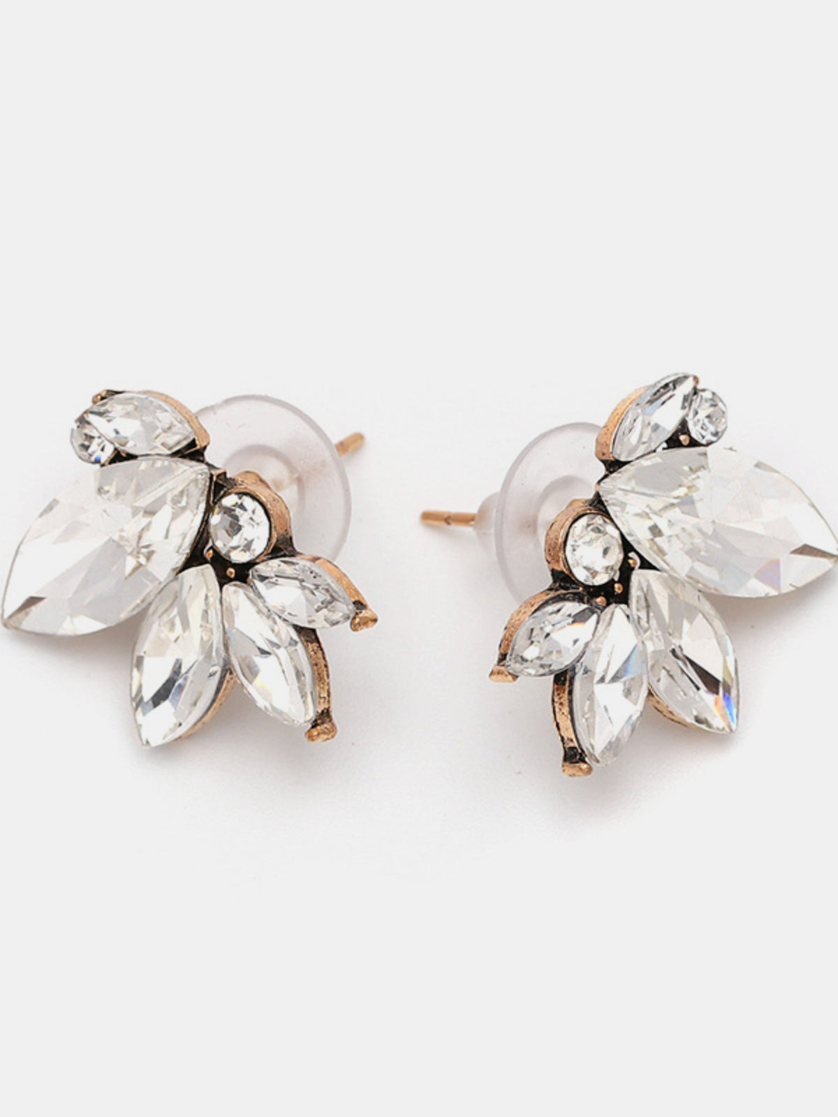 Alloy Rhinestone Flower Stud Earrings White One Size
