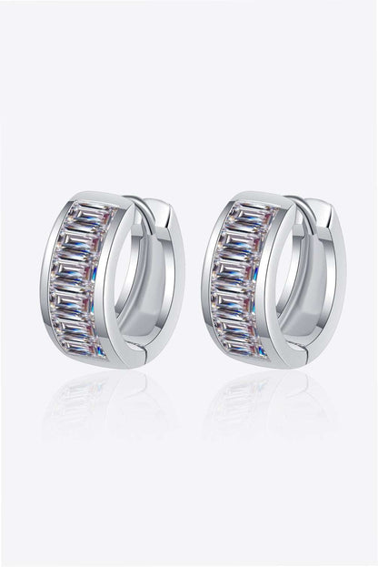 1.8 Carat Moissanite 925 Sterling Silver Huggie Earrings Silver One Size