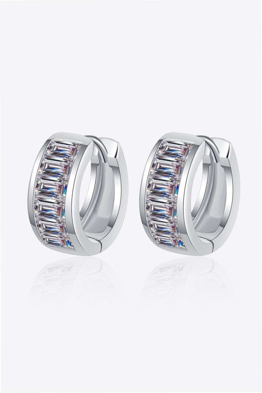 1.8 Carat Moissanite 925 Sterling Silver Huggie Earrings Silver One Size