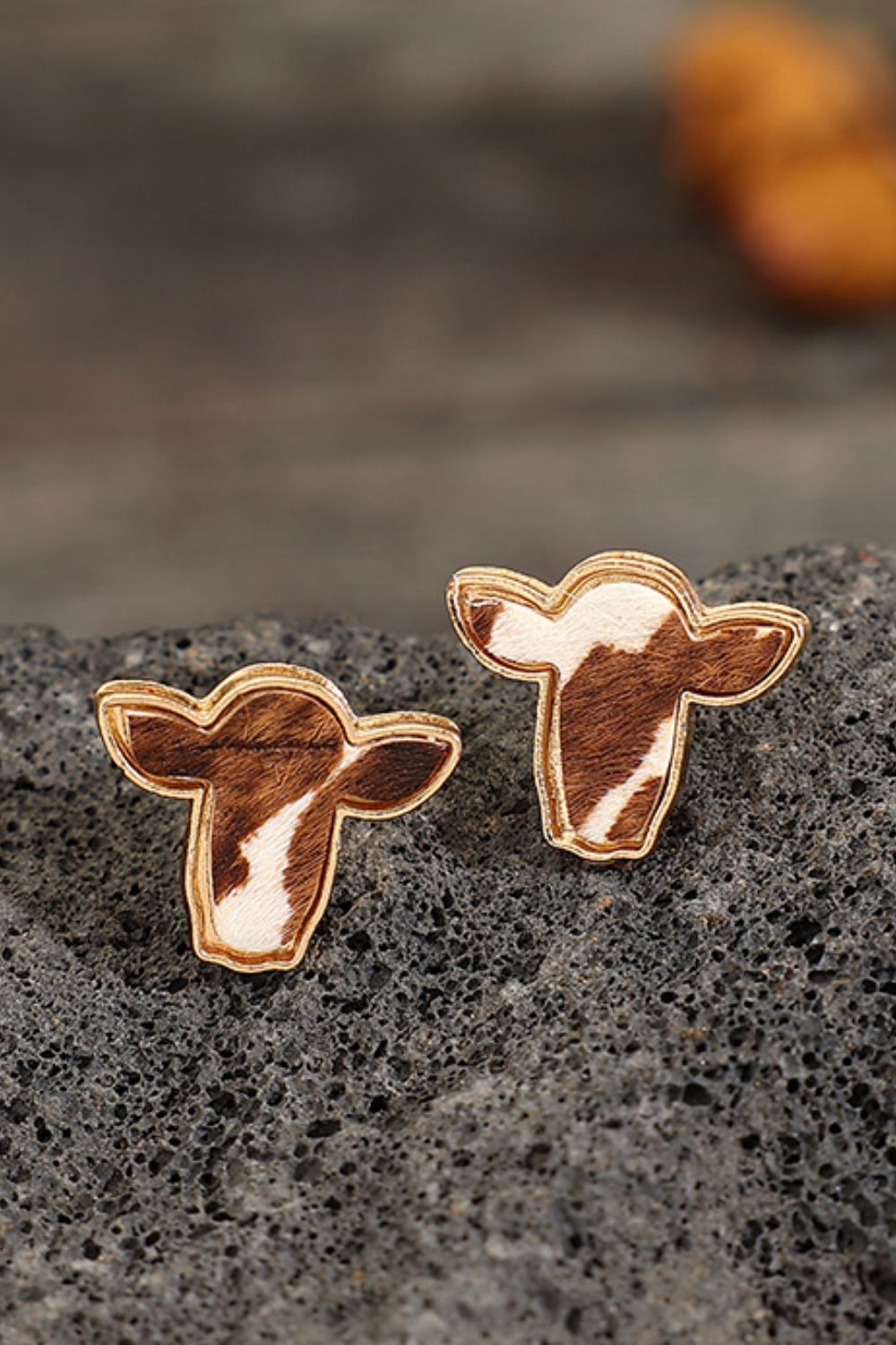 Bull Head Alloy Stud Earrings Copper One Size