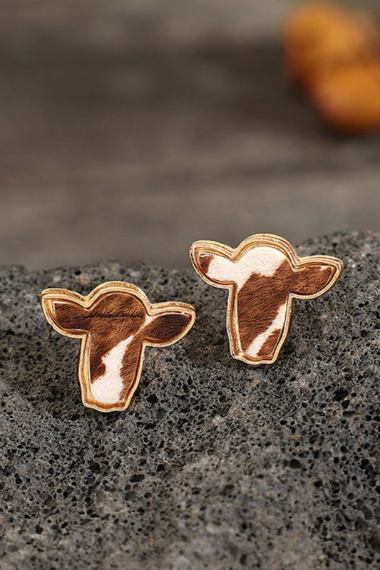 Bull Head Alloy Stud Earrings Copper One Size