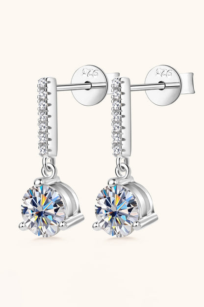 2 Carat Moissanite 925 Sterling Silver Drop Earrings Silver One Size