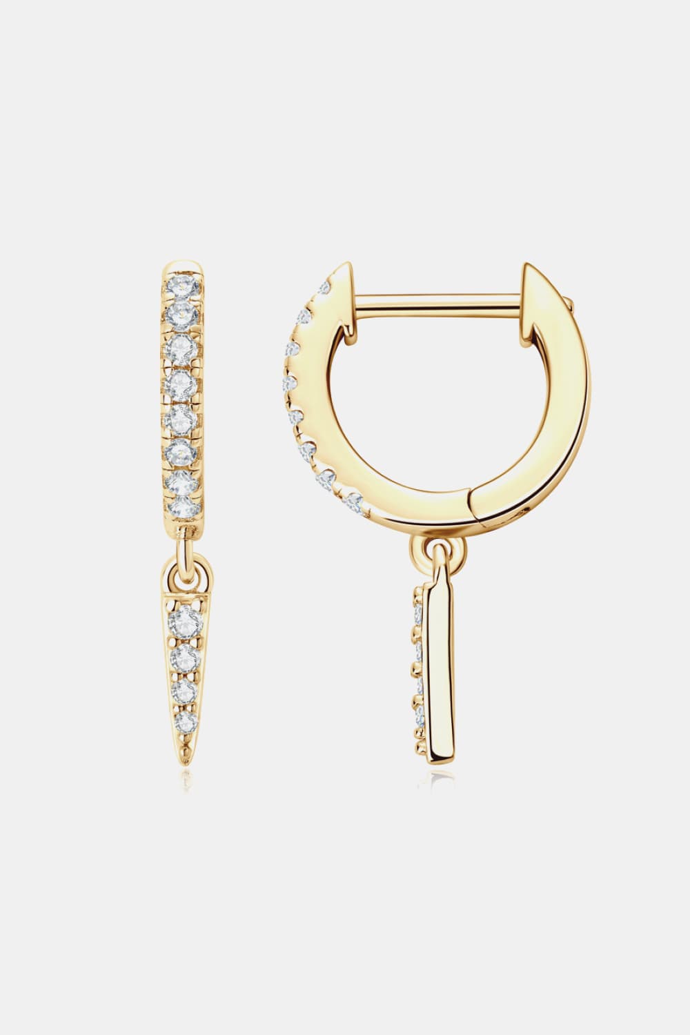 Moissanite 925 Sterling Silver Huggie Drop Earrings Gold One Size