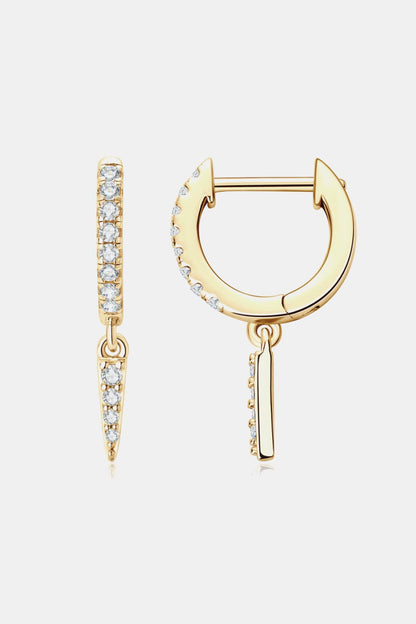 Moissanite 925 Sterling Silver Huggie Drop Earrings Gold One Size