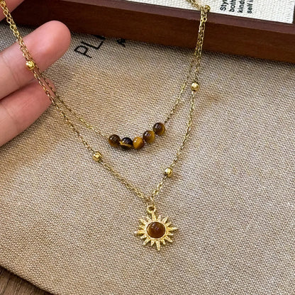 Tiger's Eye Copper Double Layered Necklace