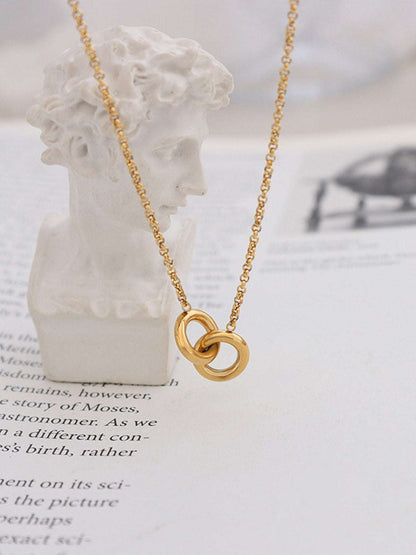 18K Gold-Plated Titanium Steel Hoop Pendant Necklace Gold One Size
