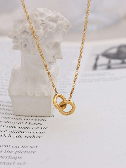 18K Gold-Plated Titanium Steel Hoop Pendant Necklace Gold One Size