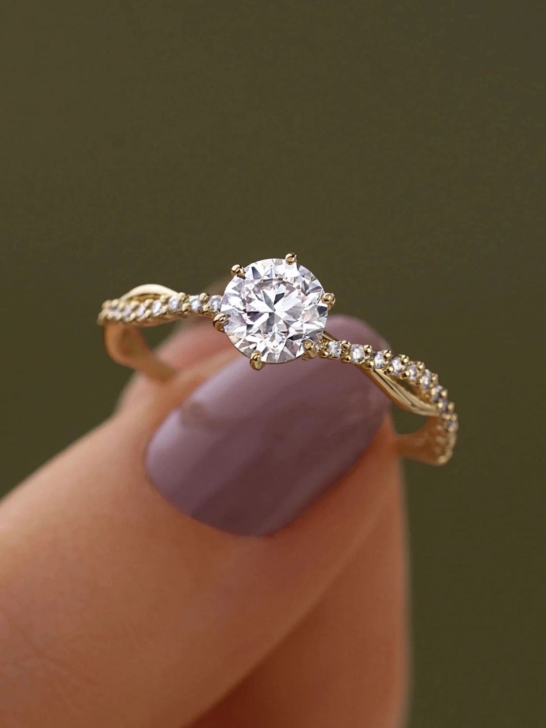 925 Sterling Silver Inlaid Zircon Ring Gold