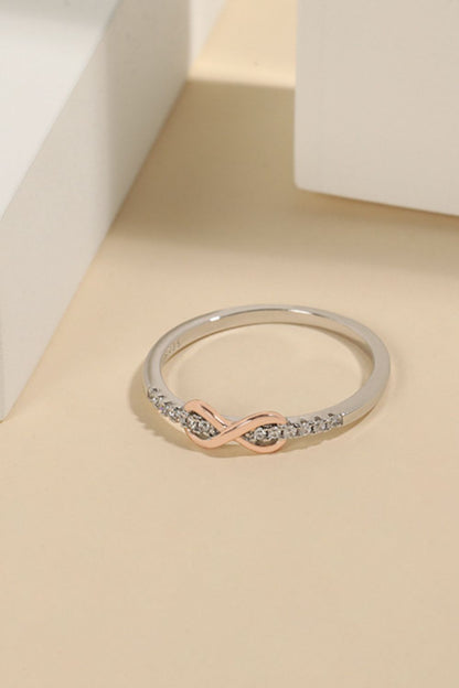 925 Sterling Silver Inlaid Zircon Infinity Symbol Ring Silver