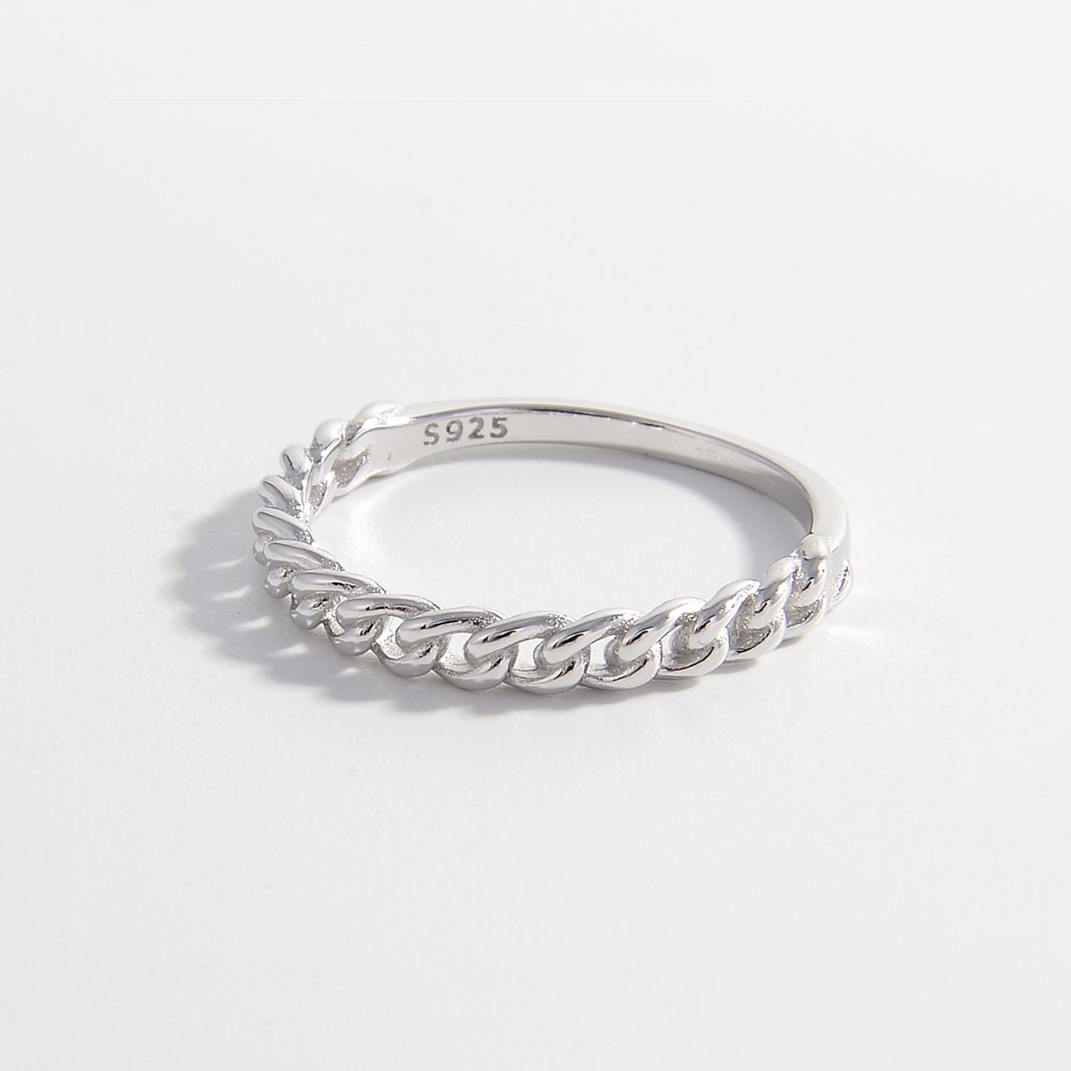 925 Sterling Silver Curb Chain Ring Silver