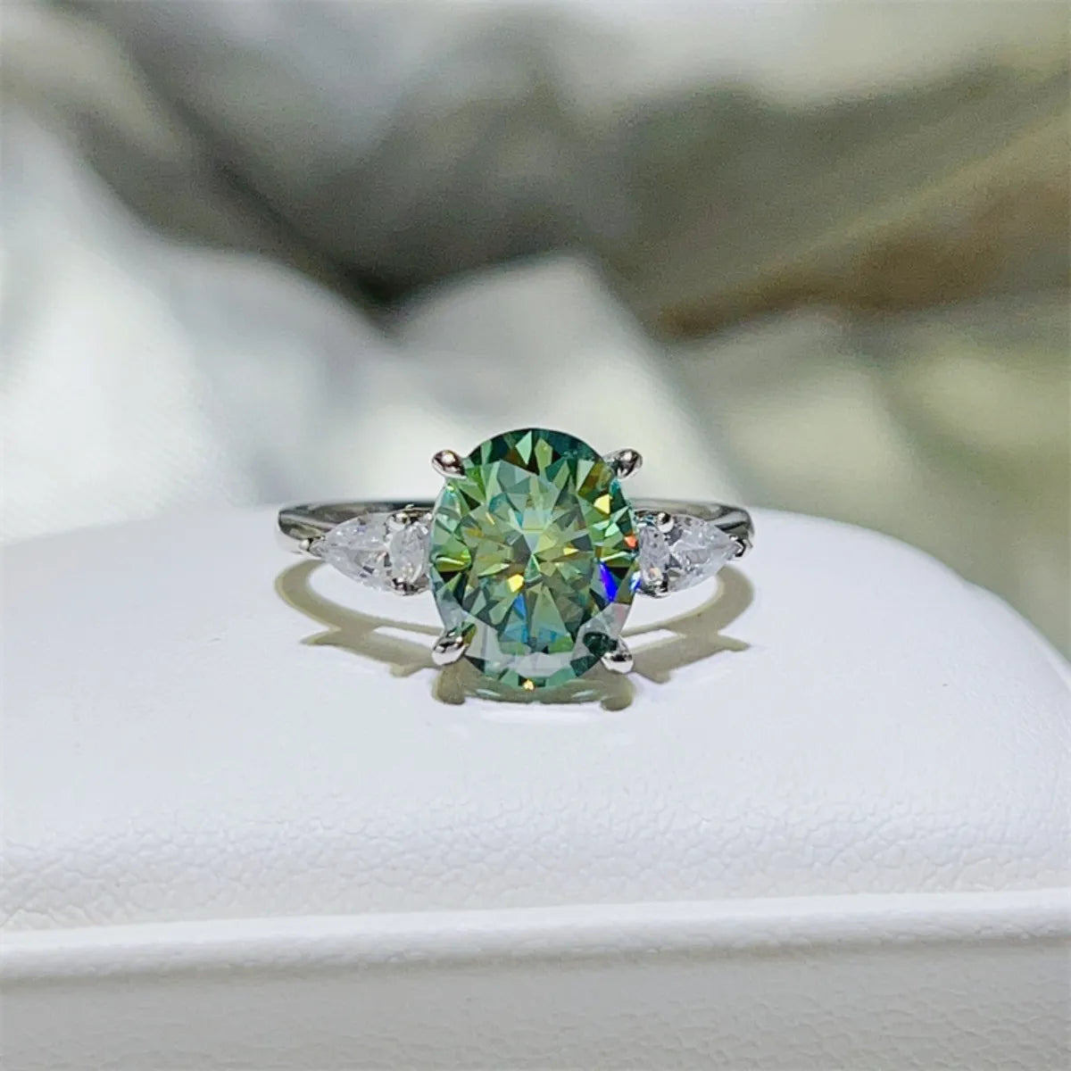 3 Carat Moissanite 925 Sterling Silver Ring Lime